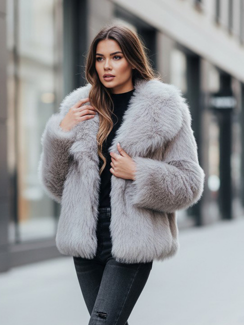 Futerko damskie  krótkie szare ZARAFIA Dstreet TY5116z