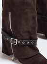 Kozaki damskie zamszowe na słupku brązowe Dstreet ZY1131