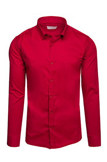 Koszula męska SLIM FIT elegancka gładka czerwona Dstreet DX2611