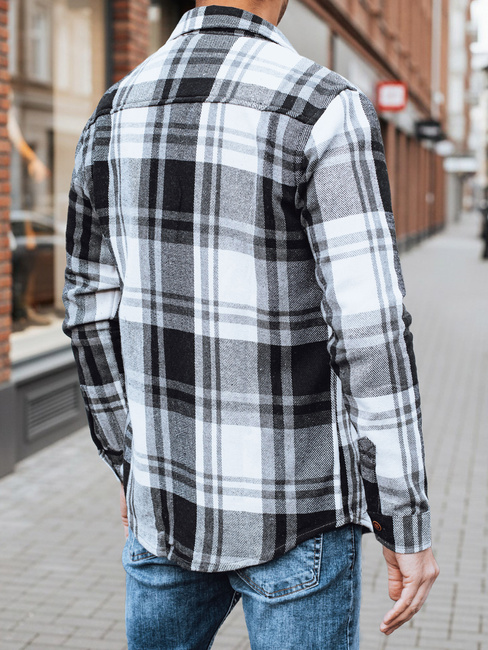 Koszula męska flanelowa w kratę czarno-biała Dstreet DX2675