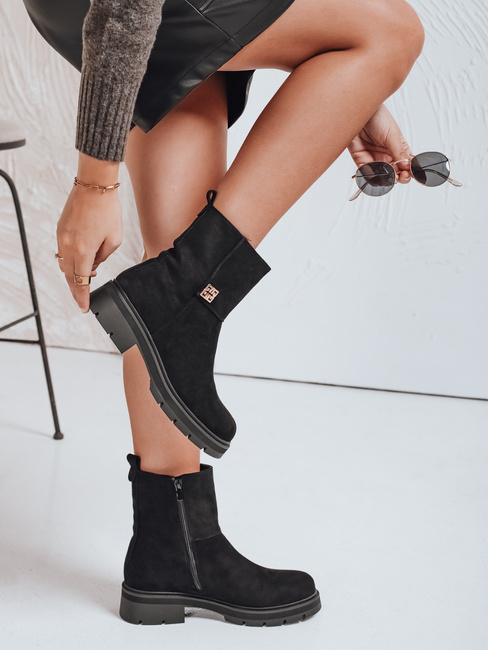 Botki damskie zamszowe czarne Dstreet ZY1115