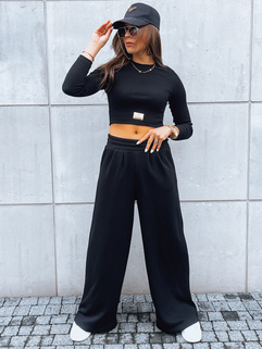 Komplet damski spodnie wide leg i crop top ASTRAL ALLURE czarny Dstreet AY0920_1