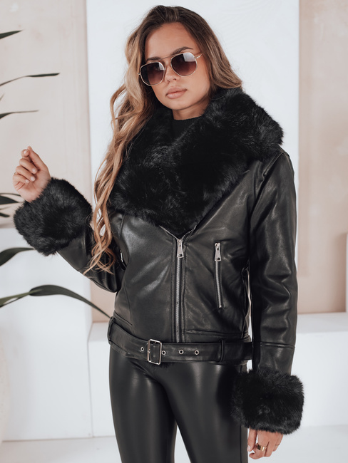 Kurtka zimowa damska ramoneska z futerkiem czarna Dstreet TY5121 