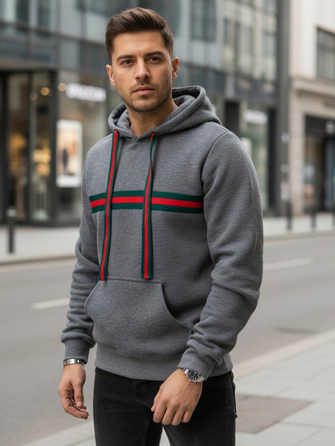 Bluza męska z kapturem ciemnoszara Dstreet BX5937