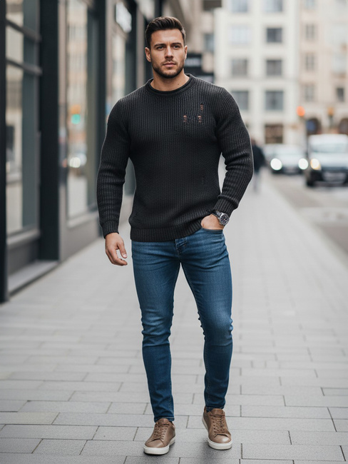 Sweter męski ciemnoszary Dstreet WX1990