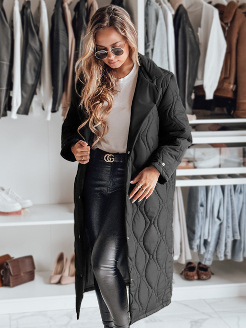 Płaszcz damski pikowany długi TRENDIFY czarny Dstreet TY4378