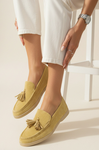 Mokasyny damskie zamszowe żółte Dstreet ZY1342