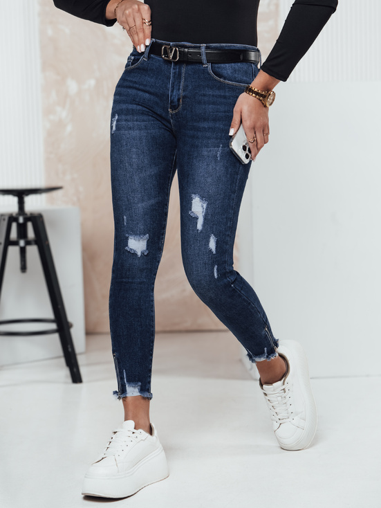 Spodnie jeansowe damskie ZIPDETAIL push up niebieskie Dstreet UY2306