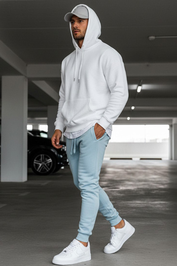 Spodnie męskie dresowe blękitne Dstreet UX3450