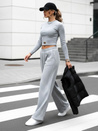 Komplet damski spodnie wide leg i crop top ASTRAL ALLURE szary Dstreet AY0904