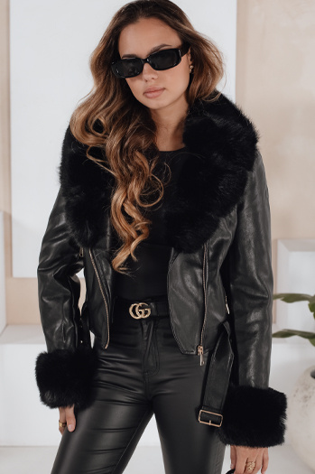 Kurtka skórzana damska z futerkiem czarna Dstreet TY5212