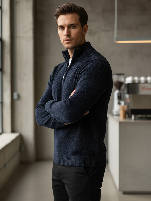 Sweter męski ze stójką granatowy Dstreet WX2349