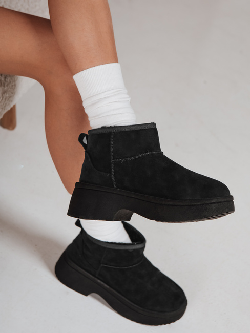 Śniegowce damskie na grubej podeszwie czarne Dstreet ZY1284