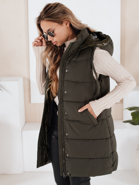 Kamizelka damska pikowana TOLIS zielona Dstreet TY3299