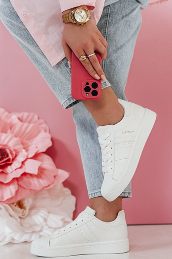 Sneakersy damskie na platformie JUNOMI białe Dstreet ZY0859