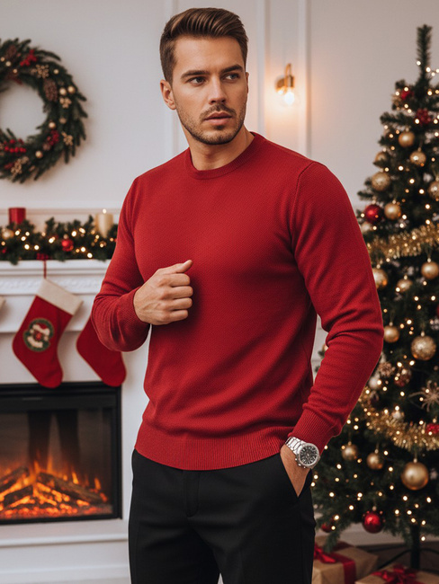 Sweter męski klasyczny bordowy Dstreet WX1933z