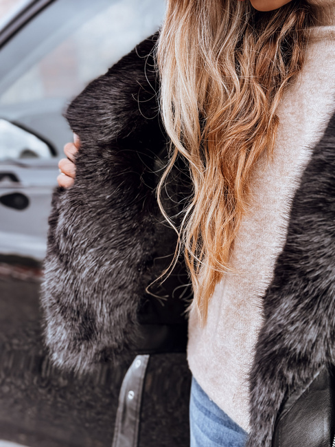 Kurtka ramoneska damska z futerkiem czarna Dstreet TY5233