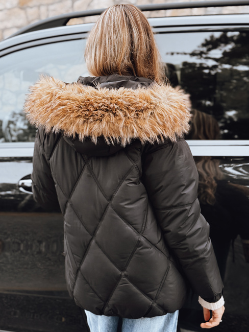 Kurtka damska zimowa pikowana z kapturem czarna Dstreet TY5232