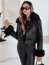 Kurtka skórzana damska ramoneska z futerkiem czarna Dstreet TY5207