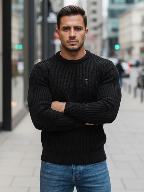 Sweter męski czarny Dstreet WX1991