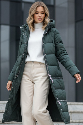 Kurtka damska zimowa długa zielona Dstreet TY5138