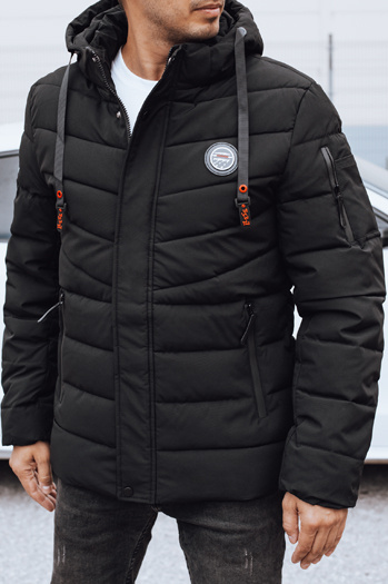 Kurtka męska zimowa pikowana z kapturem czarna Dstreet TX5059
