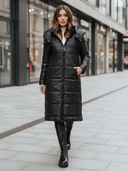 Kurtka damska przejściowa ORVITA pikowana z kapturem czarna Dstreet TY5024z