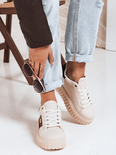 Sneakersy damskie na platformie beżowe Dstreet ZY1057