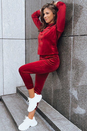 Bordowy damski komplet welurowy Vogue Velour Dstreet AY0875