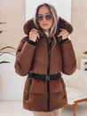 Kurtka damska zimowa pikowana z kapturem LOVELINA brązowa Dstreet TY4953