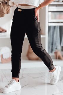 Spodnie dresowe damskie slim fit LA VOGUE czarne Dstreet UY2397