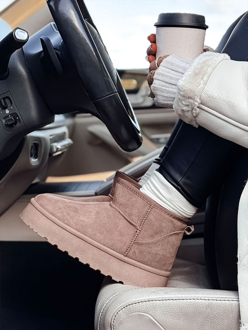 Śniegowce damskie na platformie beżowe BRINETTO Dstreet ZY0568