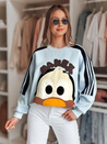 Bluza damska oversize z naszywkami CUTE MAKEX niebieska Dstreet BY1490