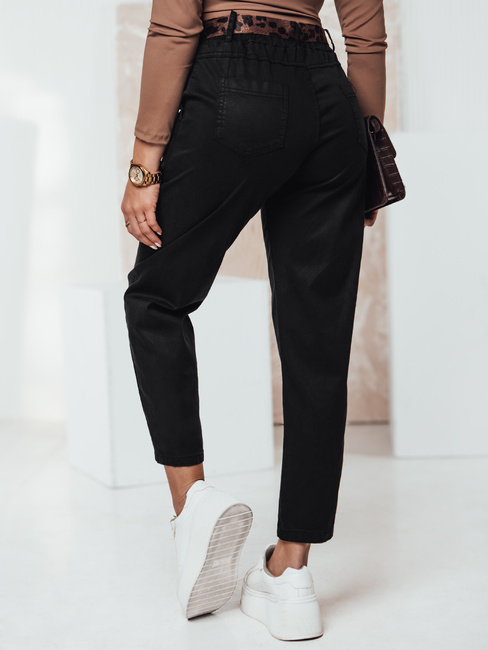 Spodnie damskie one size LEOCINCIN z paskiem czarne Dstreet UY2260