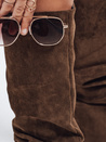 Kozaki damskie z marszczoną cholewką zamszowe kamelowe Dstreet ZY1124