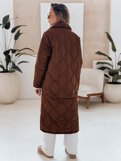 Płaszcz damski pikowany długi TRENDIFY brązowy Dstreet TY4939