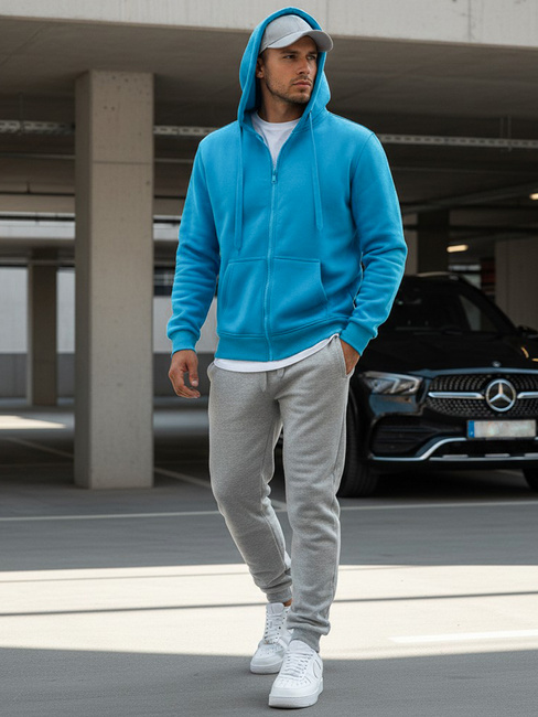 Bluza męska z kapturem jasnoniebieska Dstreet BX4689