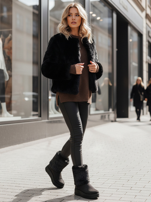 Śniegowce damskie zamszowe czarne Dstreet ZY1279