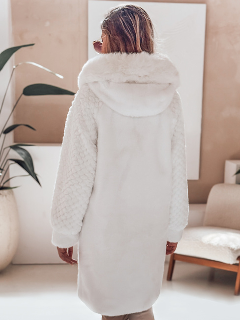 Płaszcz damski futerkowy MISSFLUFF biały Dstreet TY4983