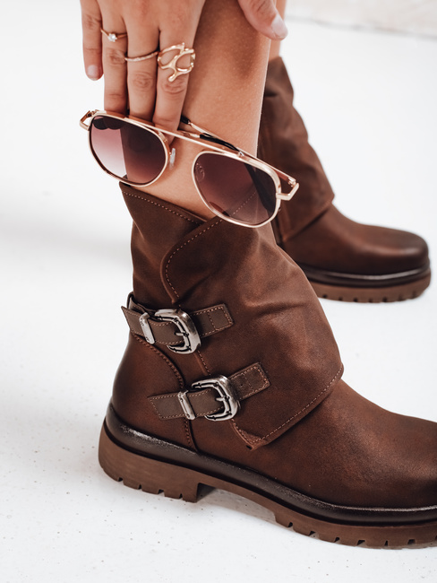 Botki damskie brązowe Dstreet ZY1149