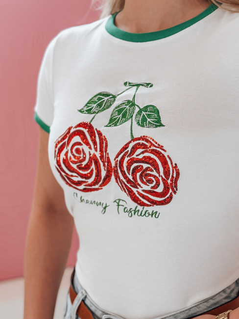 T-shirt damski z cekinami ROSAWIS biały Dstreet RY2845