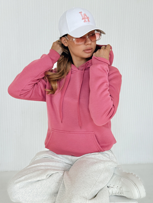 Bluza damska BASIC z kapturem fuksja BY1394