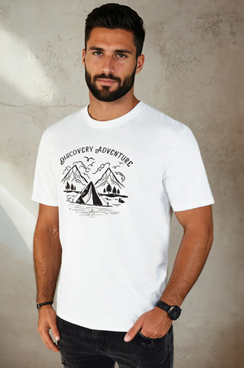 Koszulka męska z nadrukiem biała Dstreet RX5412