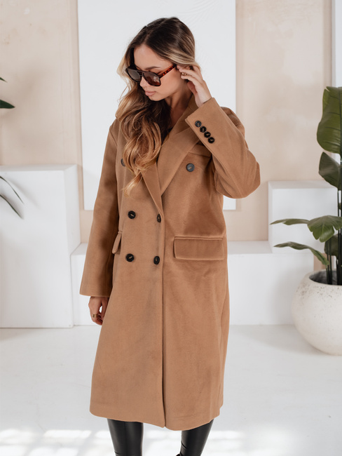 Płaszcz zimowy damski długi oversize kamelowy Dstreet NY0766