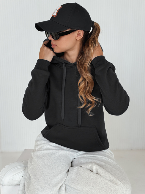 Bluza damska BASIC z kapturem czarna BY0158