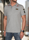 Koszulka męska polo z naszywkami szara Dstreet PX0633