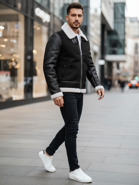 Kurtka męska skórzana czarna Dstreet TX5085