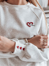 Bluza damska oversize z haftem serc MONLOVE szara Dstreet BY1508