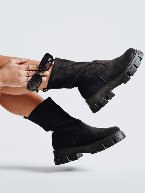 Botki damskie na platformnie czarne Dstreet ZY1135