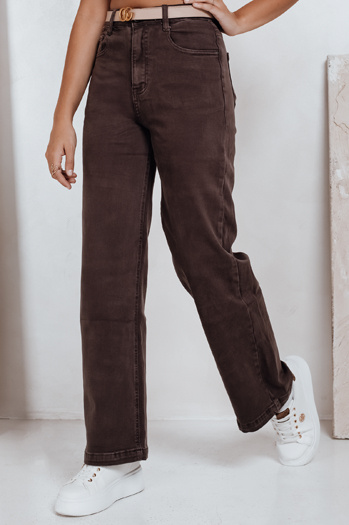 Jeansy damskie wide leg brązowe Dstreet UY2768